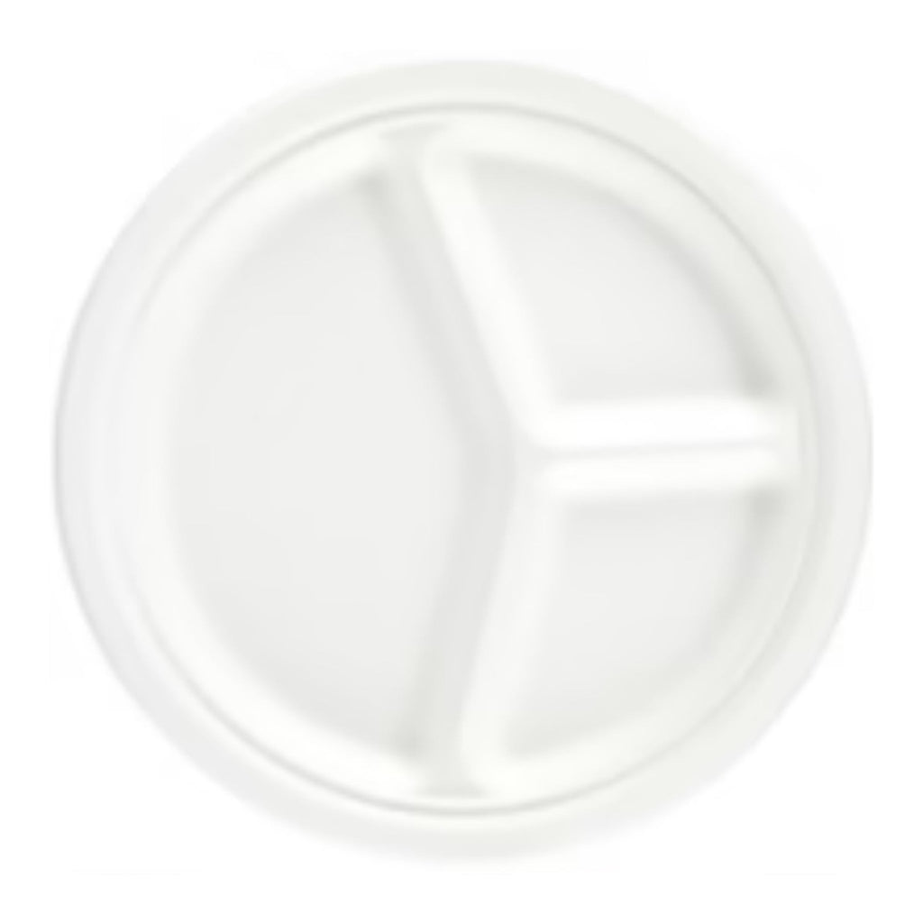 10" Bagasse 3 Compartment Round Plates
