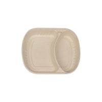 2 Compartment Sugarcane Container with Lid