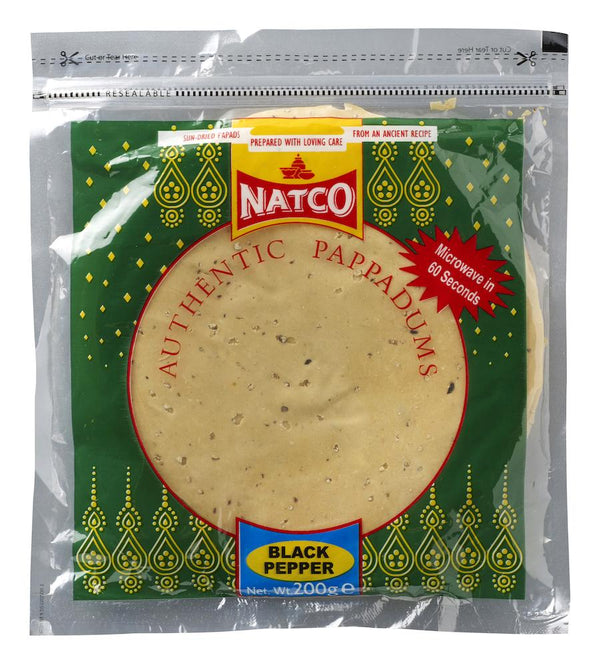 Natco Pappadoms Black Pepper 200g