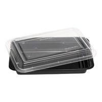 Rectangle Black Microwave Container & Clear Lid (7 Sizes)