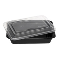 Rectangle Black Microwave Container & Clear Lid (7 Sizes)