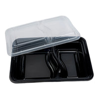 Rectangle Black Microwave Container & Clear Lid (7 Sizes)