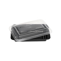 Rectangle Black Microwave Container & Clear Lid (7 Sizes)