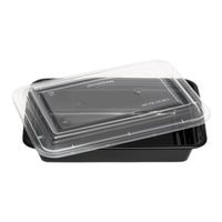 Rectangle Black Microwave Container & Clear Lid (7 Sizes)