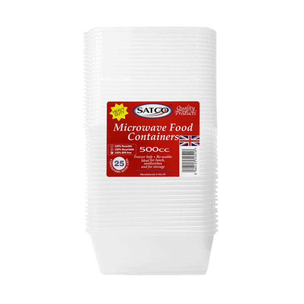 Satco 500ml Container & Lid (Pack 25) NEW Retail Pack