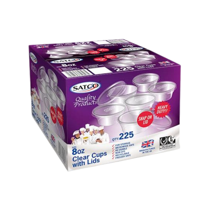 Satco 8oz Round Plastic Pots & Lids M8 (Pack 225)