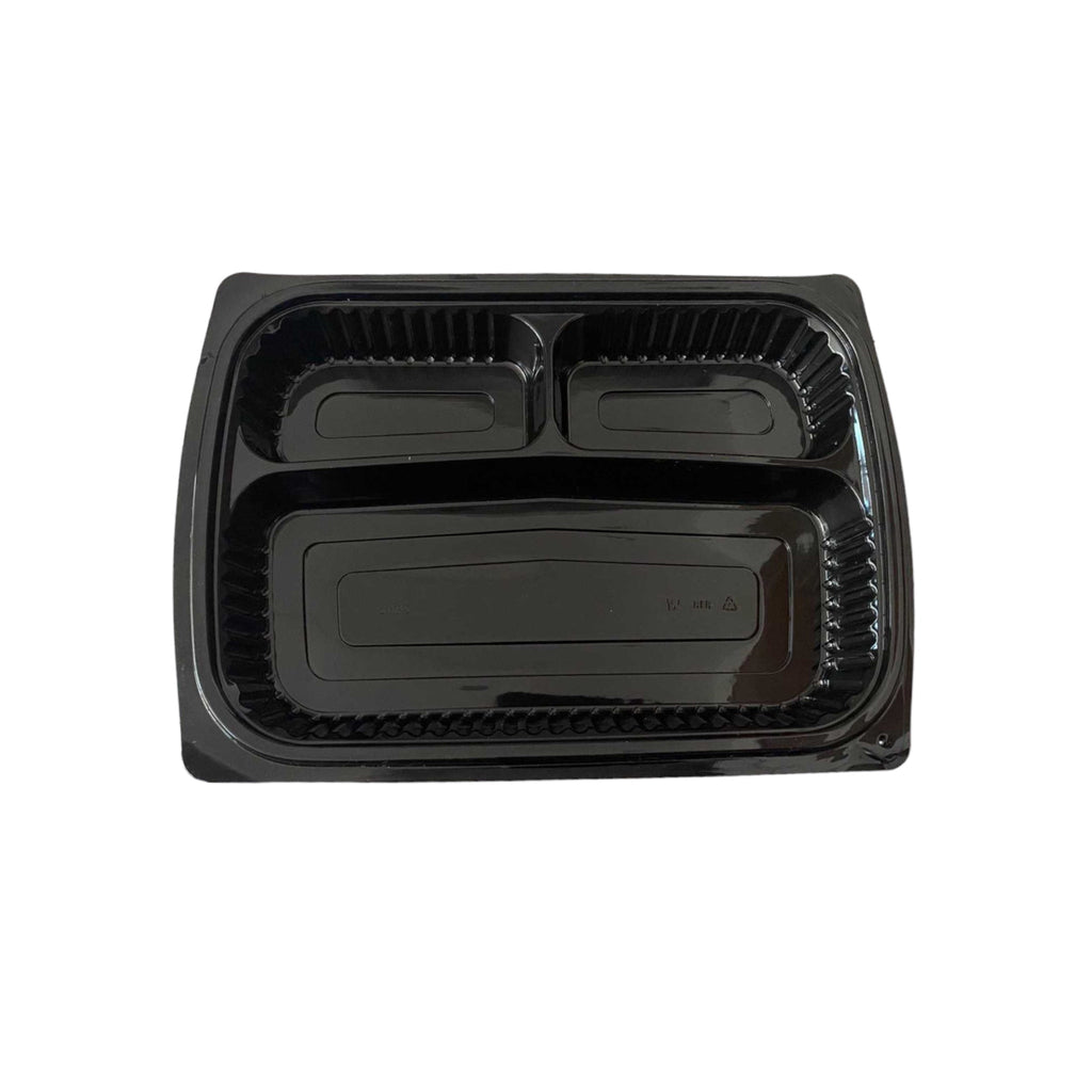 Somoplast [818] 1000cc 3 Compartment Black Microwaveable Container (Base)