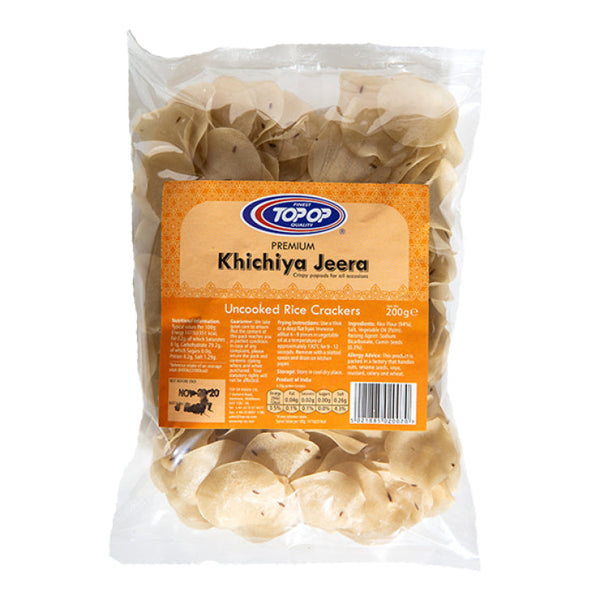 Top Op Top-Op Khichiya (Rice Papdi) 200g – Ajwain, Jeera, Masala, Green Chilli, Red Chilli
