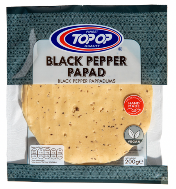 Top Op Pappadum Black Pepper Flavour - 200g